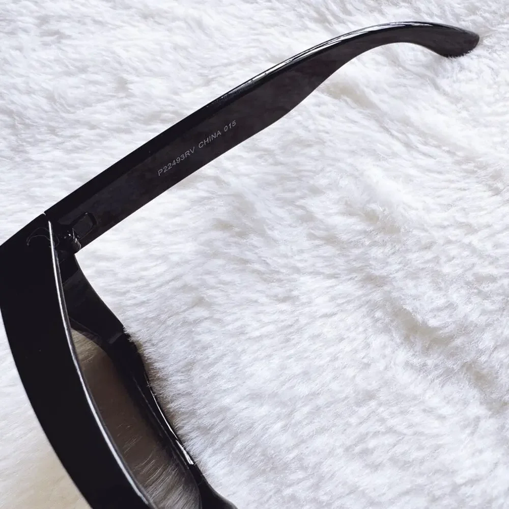 Cedric Black w/ Blue Lenses Mirrored Sunglasses